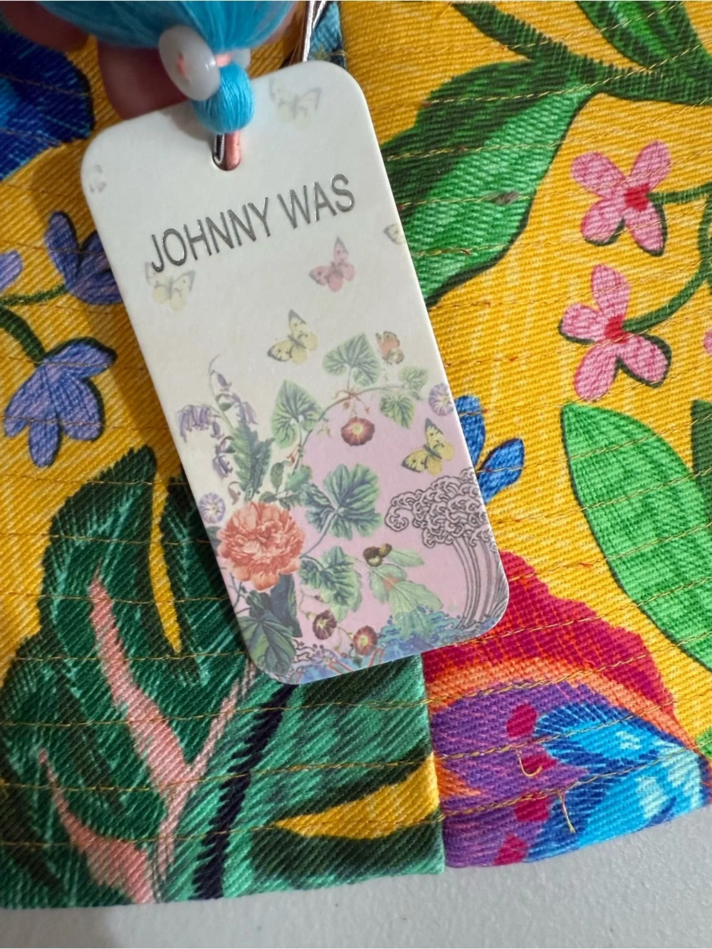 Johnny Was Yellow Floral Sun Hat with Multicolor Blossoms